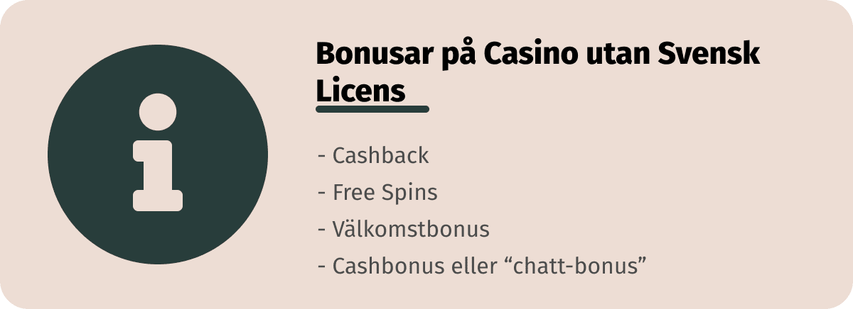 bonusar du kan få på casino utan svensk licens
