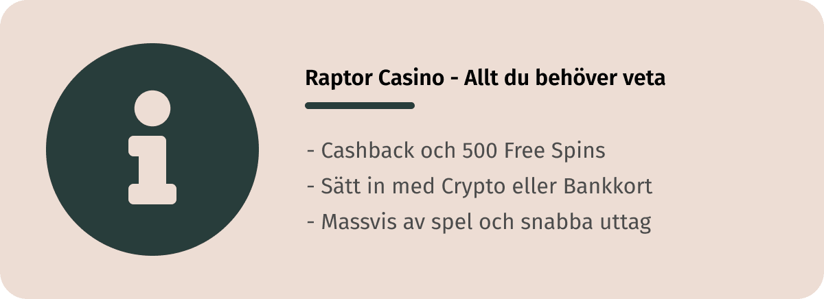 information om raptor casino