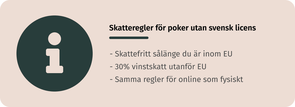 skatteregler för poker utan svensk licens